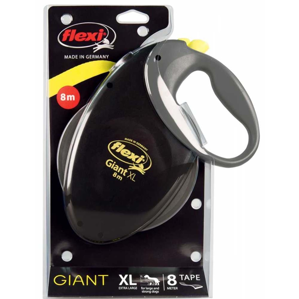 Flexi Giant XL 8m. Neon Şerit Kayışlı Köpek Gezdirme Tasması Siyah