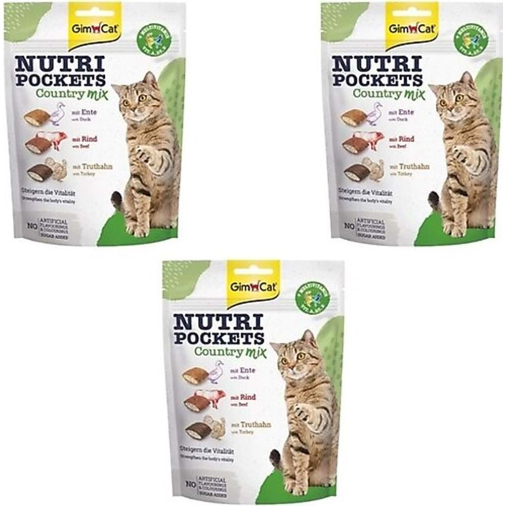 GimCat Nutripockets Kedi Ödülü Country Mix 150 Gr (3 Adet)