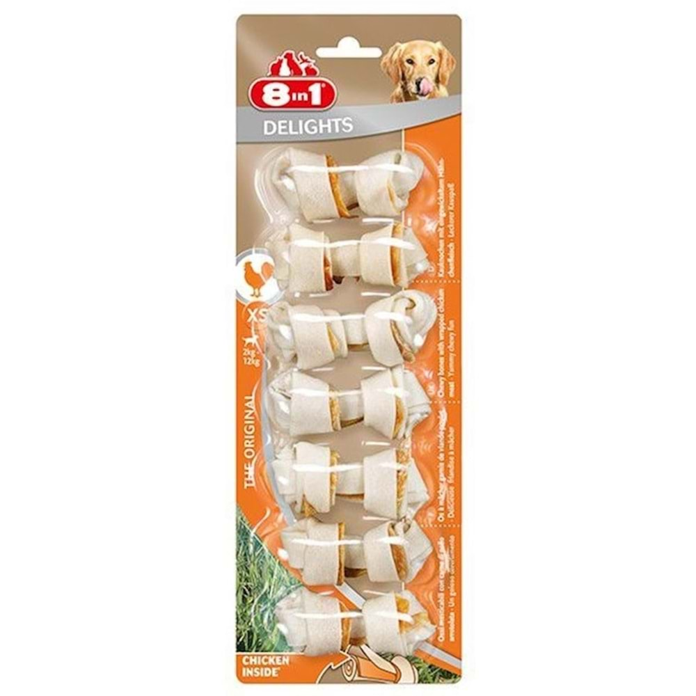 8in1 Tavuk Etli Delight Bones Xs Köpek Ödül Kemiği 7li 84 gr.