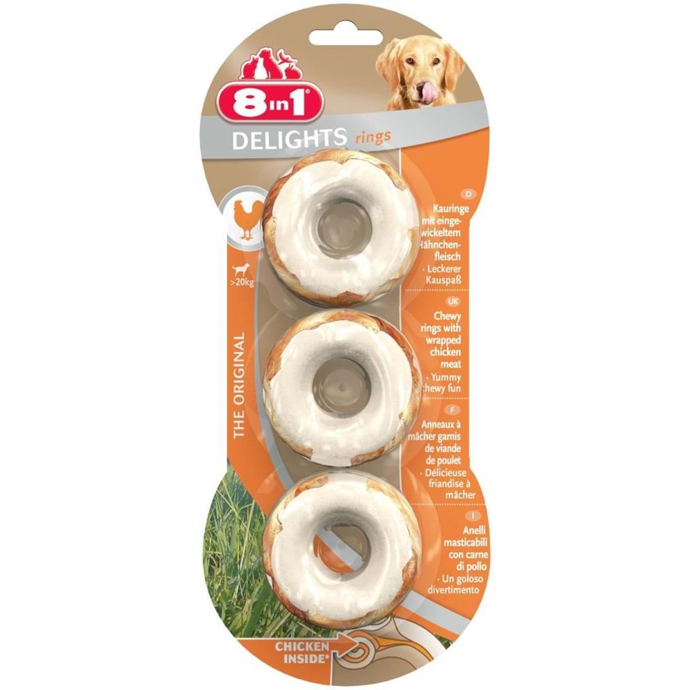 8in1 Tavuk Etli Delight Rings Halka Köpek Ödül Kemiği 80 gr.