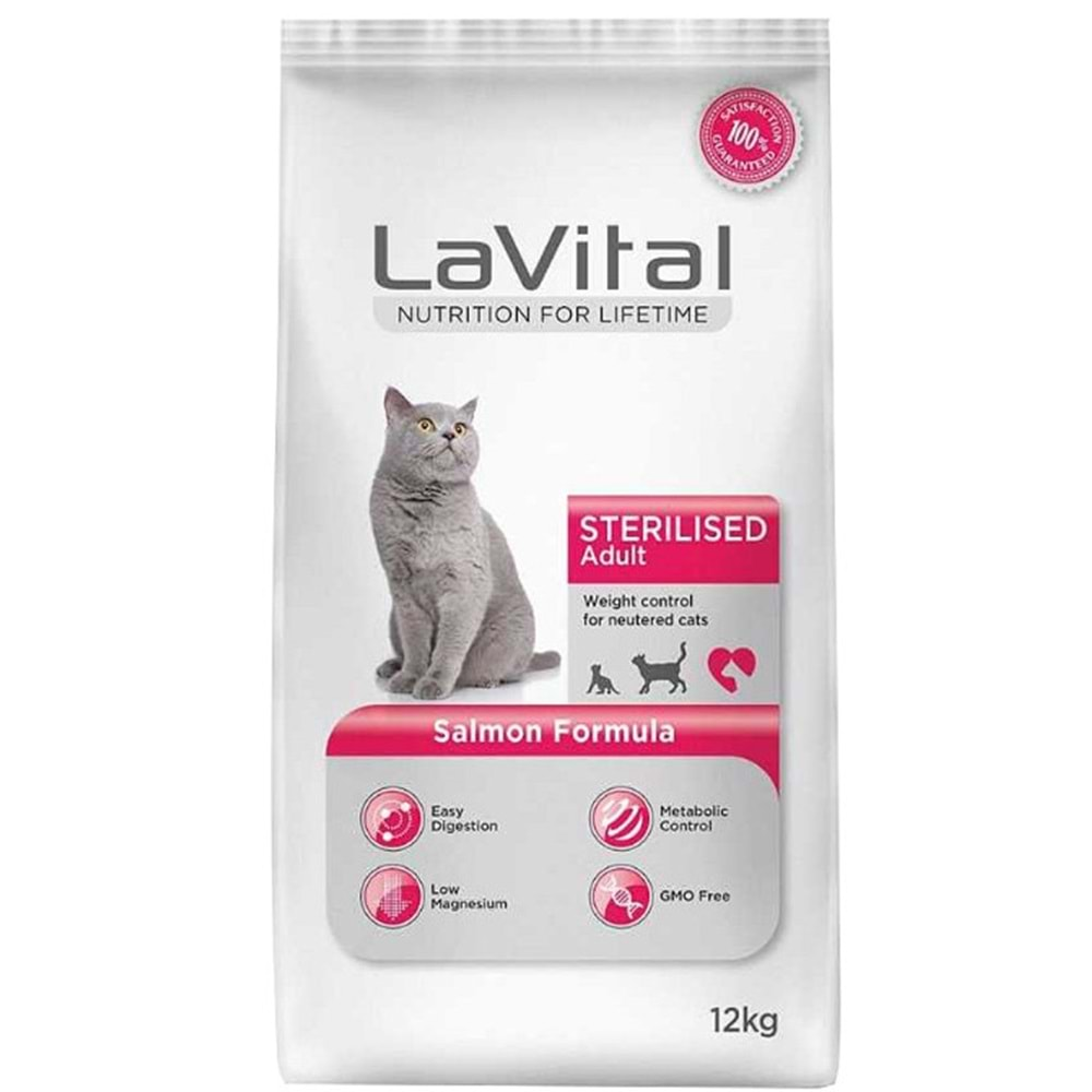 La Vital Somonlu Kısırlaştırılmış Yetişkin Kedi Maması 12 Kg.