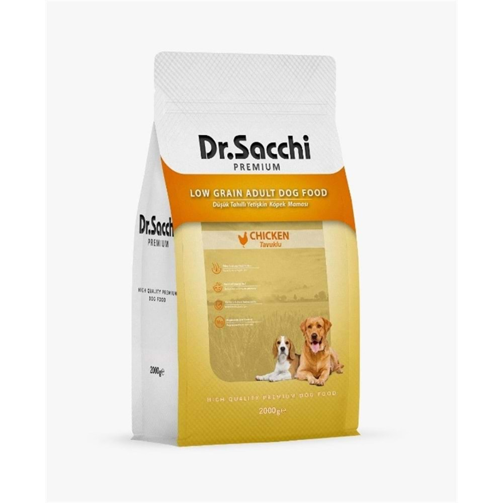 Dr.Sacchi Premium Düşük Tahıllı Tavuklu Yetişkin Köpek Maması 2 Kg