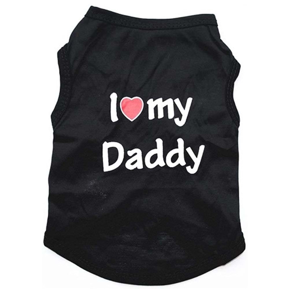 I Love Daddy Köpek T-Shirt Küçük Irk Black XL