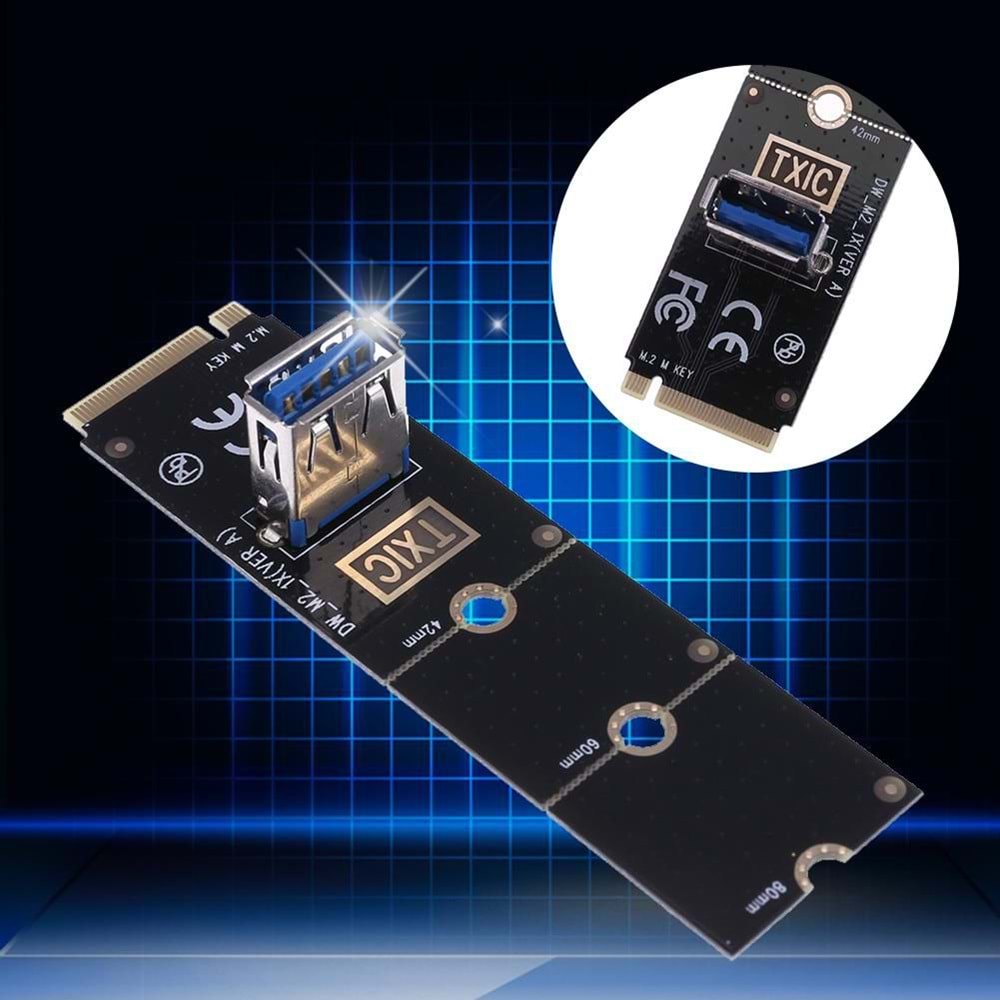 TXIC M2/NGFF -USB3.0 Bağlantı Noktası Bitcoin Madenciliği Grafik Kart Genişletici Adaptör