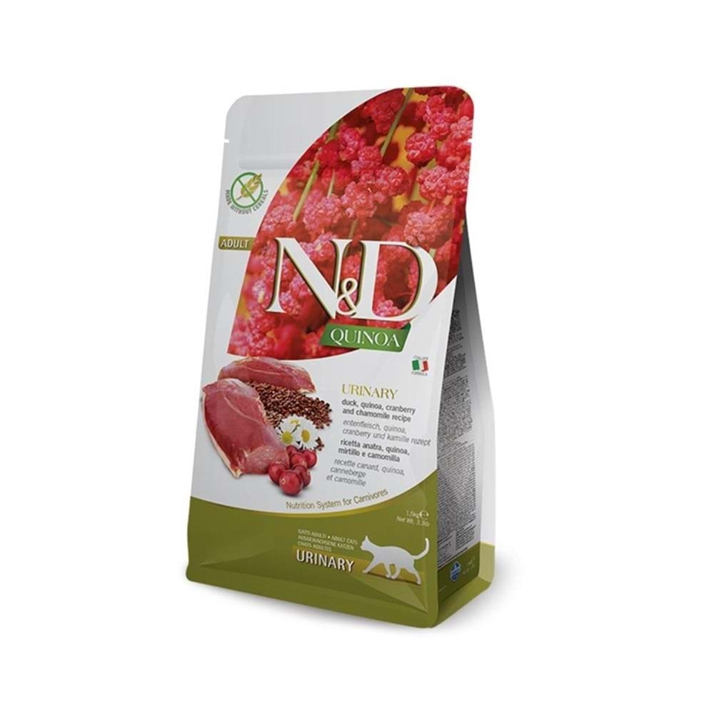 ND Quinoa Tahılsız Urinary Ördek ve Kızılcıklı Kedi Maması 1,5 Kg.