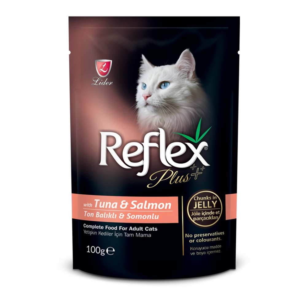 Reflex Plus Pouch Tuna-Somon Yaş Kedi Maması Jöleli Et Parçacıklı 100 Gr.