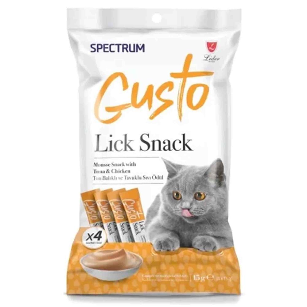 Spectrum Gusto Ton Balıklı ve Tavuklu Sıvı Kedi Ödül Maması 15gr(4'lü) 6 Paket