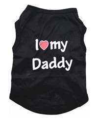 I Love Daddy Köpek T-Shirt Küçük Irk Black XL