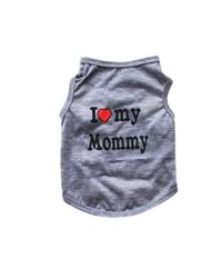 I Love Mommy Köpek T-Shirt Küçük Irk Gri XL