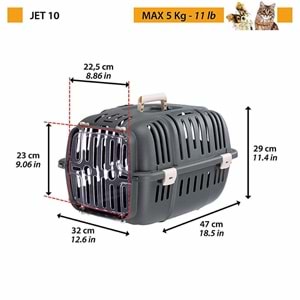 Ferplast Jet 10 Koyu Gri Kedi Köpek Taşıma Çantası Gri Klipsli