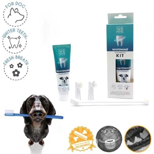 M-PETS Köpekler için Beyazlatıcı Diş Macunu Kiti 3 Fırçalı