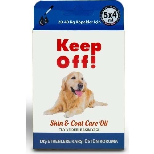 Keep Off 20-40 Kg Orta Irk Köpek Dış Etken Deri Tüy Bakım Ense Damlası (5 x 4 ml)