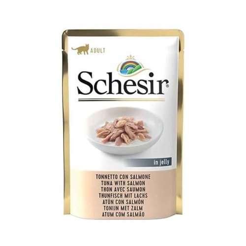 Schesir Jelly Ton Balıklı ve Somonlu Jöle İçinde Yet. Kedi Pouch 85gr.