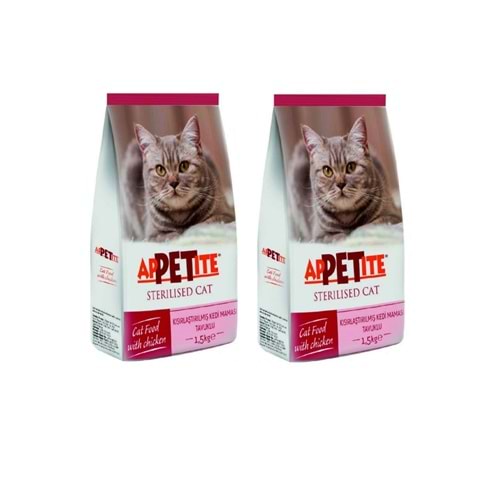 Appetite Kısırlaştırılmış Kedi Maması Tavuklu 1,5 Kg.x2 Adet