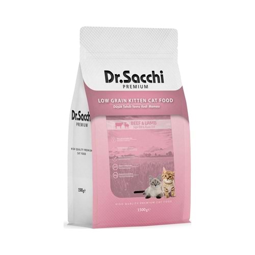 Dr.Sacchi Premium Kuzu&Sığır Düşük Tahıllı Yavru Kedi Maması 1,5 Kg