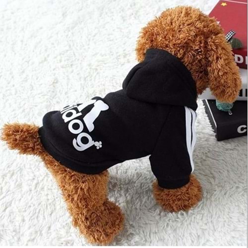 Siyah Adidog Kapşonlu Sweatshirt XL Küçük Irk