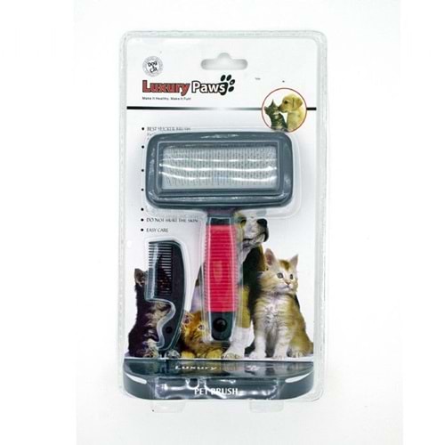 Luxury Paws Soft Saplı Kedi Köpek Fırçası (Temizleyici Taraklı) XL 18 cm