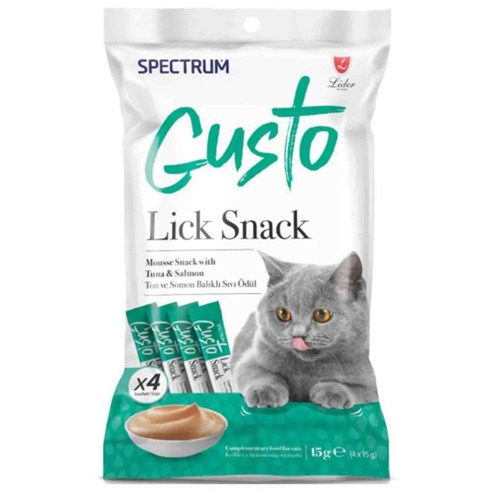 Spectrum Gusto Ton Balığı ve Somonlu Sıvı Kedi Ödül Maması 15gr (4'lü) 12 Paket