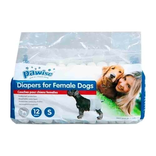 Pawise Dişi Köpek Alt Bağlama Bezi Beyaz S Boy 12 Adet